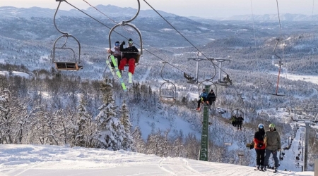 Rauland skisenter in Zuid-Noorwegen.
